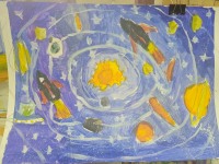 Воспитанники  детской художественной студии "Лучики" поздравляют с Днем космонавтики!